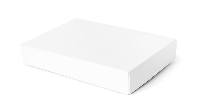 Blank white cardboard package box mockup isolated on white background