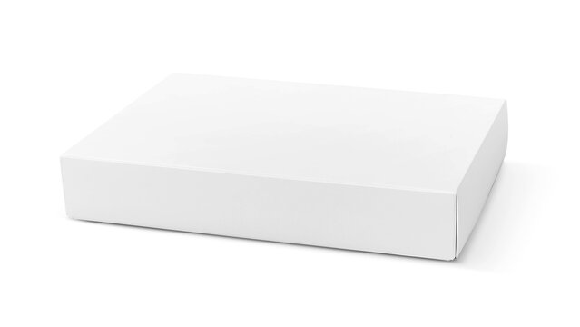 Blank white cardboard package box mockup isolated on white background