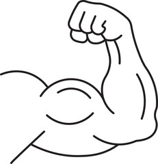 Fototapeta premium Strong Biceps Flexed Arm Line Art Icon
