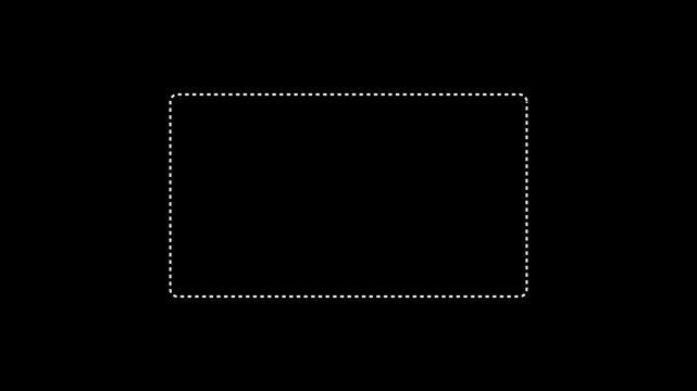 Minimalist white dashed line rectangular border frame on black background