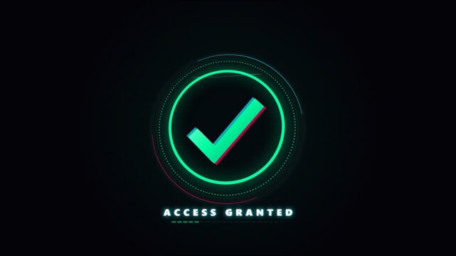 Futuristic Digital Access Granted HUD Animation with Glitch Effect