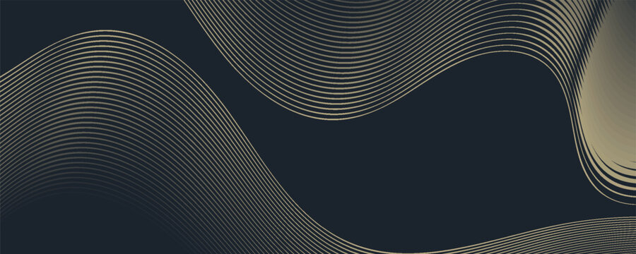 Abstract geometric vector curve lines shape in premium gold color isolated on transtransparent background. Dinamic flowing gold gradient wave pattern. Vector llustration