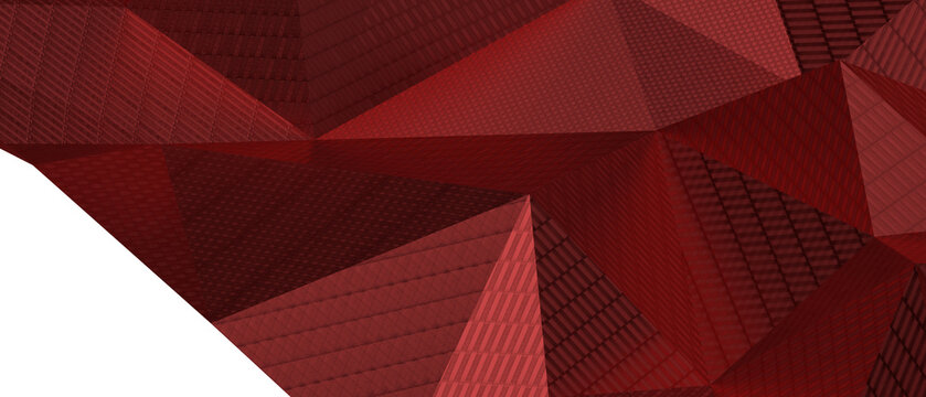 Deep red geometric polygonal shapes with subtle texture create an abstract background pattern.