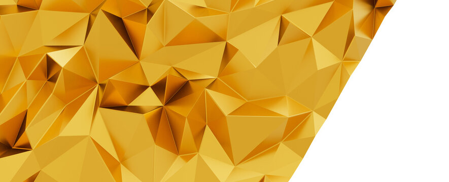 Luxurious abstract geometric background with shimmering golden facets and sharp angles.