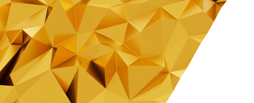 Striking geometric golden background with sharp facets and reflections offers a luxurious feel.