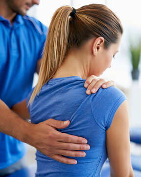 Therapeutic Massage Therapy for Relaxation and Pain Relief: Expert Male Therapist and Female Client in Wellness Center