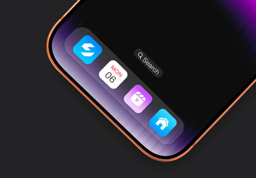 Smartphone Screen with App Icon Mockup