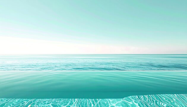 Serene Infinity Pool Merging with Turquoise Ocean Horizon at Tropical Resort