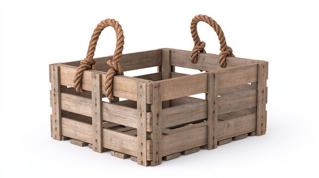 Traditional Wooden Lobster Trap Isolated on White Background