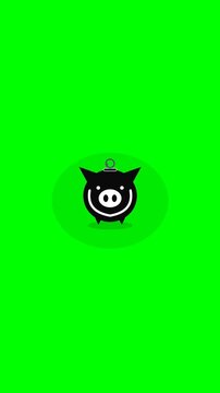 Black pig face ornament icon vector design on green screen background