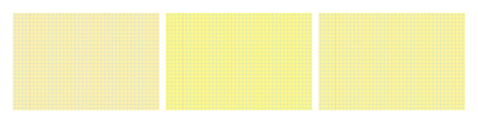 Set of yellow legal pad pages with grid designs © dniprodd