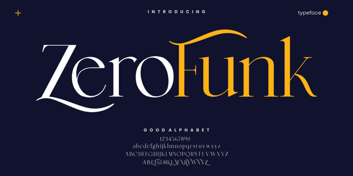 ZeroFunk Abstract Fashion font alphabet. Minimal modern urban fonts for logo, brand etc. Typography typeface uppercase lowercase and number. vector illustration