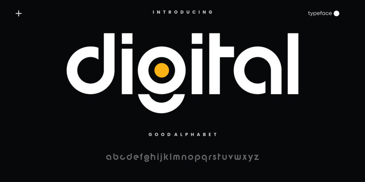 Digital Modern minimal abstract alphabet fonts. vector illustration