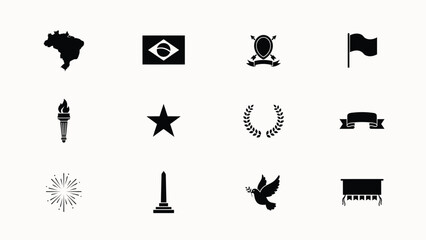 Black and white symbolic icons set with bold silhouettes against neutral background themes heritage achievement presents minimalist black collection nine symbolic © Parthokumar