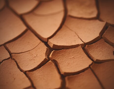 Dry Cracked Earth Clay Showing Beautiful Organic Geometric Patterns for Environmental Drought Concept