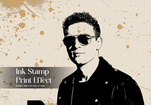 Vintage Ink Stamp Print Photo Effect