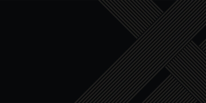 Abstract dark black background with overlapping diagonal stripe lines pattern texture. Modern minimalist geometric corporate luxury line art vector illustration graphic design asset.