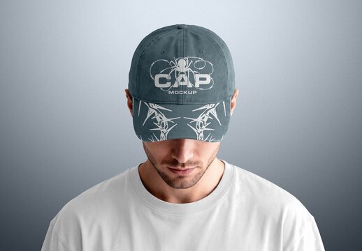 Cap On Head Mockup
