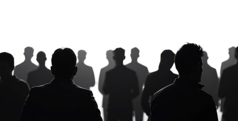Obraz premium blurred black silhouettes of people on a white background