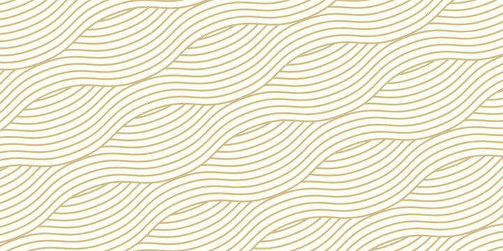 Yellow instant noodles, pasta, and spaghetti textures featuring geometric wavy lines. Ramen and pasta vector pattern. Abstract food background illustration.