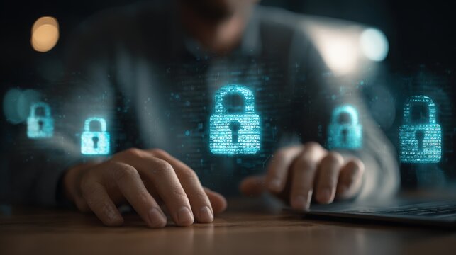 Professional analyzing digital security data. Expert monitoring cyber protection systems.