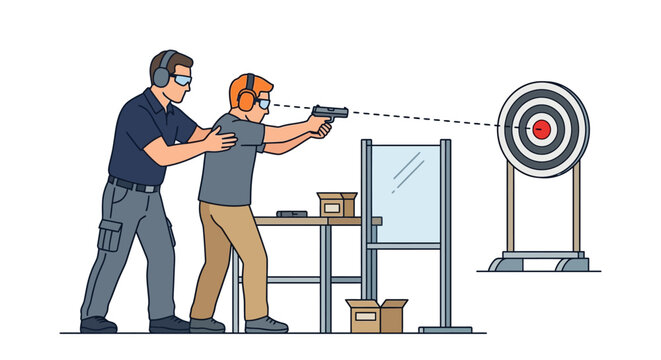 Firearms Instructor Training Student Vector Illustration