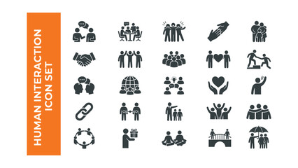 Obraz premium Human interaction icons set for teamwork and communication design elements on white