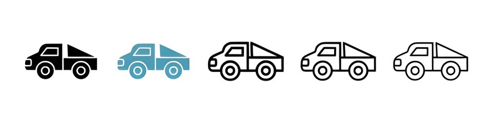 Monster truck icon set. big tire monster truck icon for UI designs. Thin line customizable illustration. Contour symbol. Vector isolated outline drawing. Editable stroke © Lovely