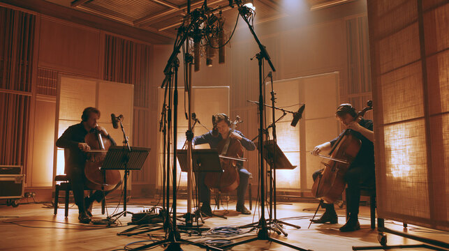 Professional Musicians Recording Studio: Capturing Live Acoustic Performances with Cello and Strings Ensemble