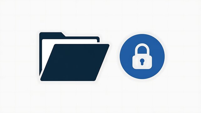 Dark blue folder icon with a secure locked padlock symbol