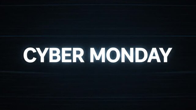 Glitchy Cyber Monday text on dark digital background