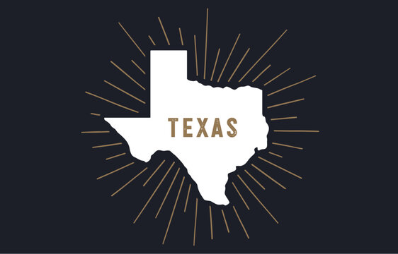 USA, Texas state. Vintage texas map state, sunburst emblem badge, print texas map state starburst graphic icon, usa symbol, print map state, graphic design. Vector Illustration