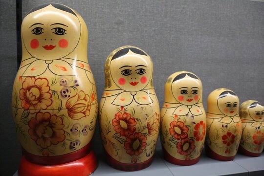 Traditional Russian Matryoshka Nesting Dolls on Display