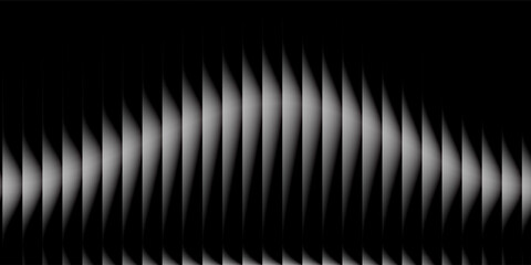 Abstract monochrome artwork featuring a dynamic wave pattern in grayscale tones, creating a striking visual effect against a dark background. © andi