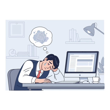 Frustrated Businessman Crying Over Computer Overwhelmed At Work