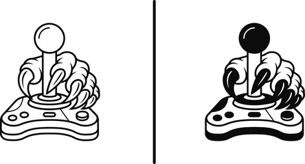 Monster Claw Holding Arcade Joystick Controller Vector Illustration © Pixemtovector