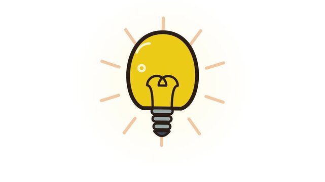 Minimal glowing yellow light bulb icon representing creative ideas, innovative solutions, and bright inspiration