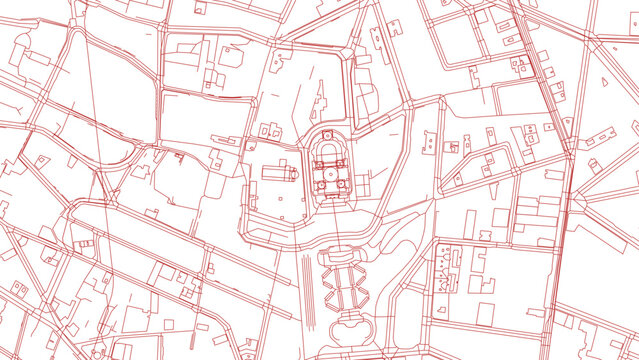 Montmartre Paris City Map Vector Line Art Illustration