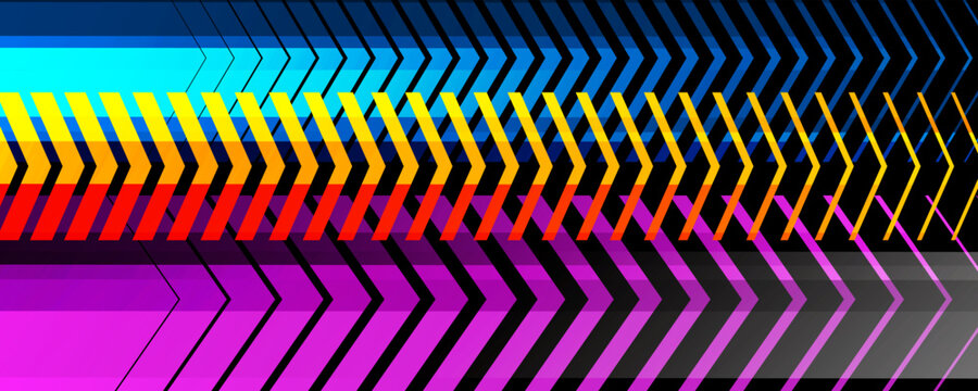 Abstract Chevron Lines with Optical Illusion. Transition effect. Modern Geometric Color Zigzag Lines Halftone Pattern for creative graphic design. Vector illustration.