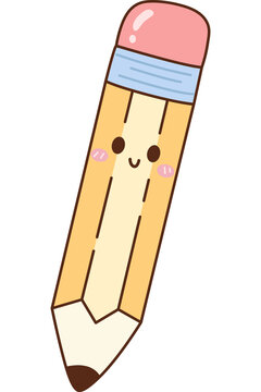 Cute Cartoon pencil with eraser illustration.
