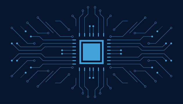 Abstract technology background with microchip and electronic circuit lines digital cpu processor icon