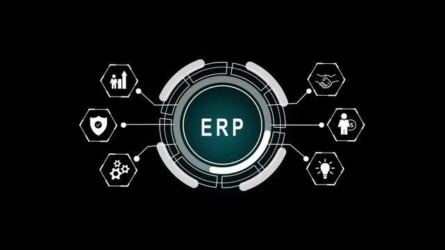 Futuristic interface displaying business teamwork and technological process flow
