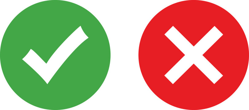 Green check mark and red cross sign icons representing correct and incorrect choices