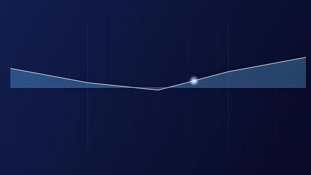 Abstract graphic depicts converging lines forming Vshape. Bright purple focal point exists below horizontal line. Dark blue background dominates image.
