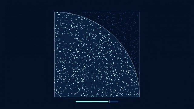 Scatterplot displays data points within curved boundary. X, Y axes present values. Blue color dominates visual representation.