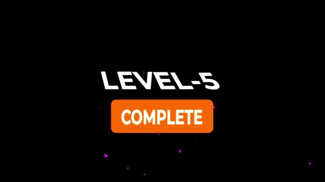 Abstract glowing neon colorful level-5 isolation. game concept next level text icon.