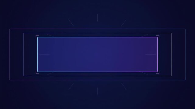 Dark background features rectangular shape outlined with glowing corners. Gradient fills central area, creating visual focus. Simple, modern design.