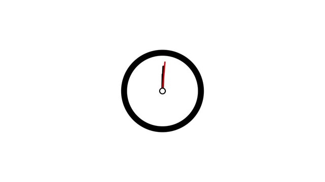 Spinning Clock Animation with Transparent Background, Flat Clock Icon, 24 Hour Time Loop, Alpha Channel, 4K Motion Graphics