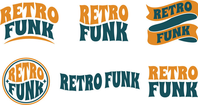Retro funk typography designs for branding and advertising
