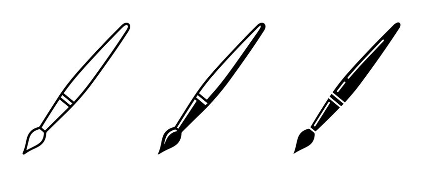 Paintbrush Icons, Artistic Tools, Creative Design Elements, Vector Art Brushes
